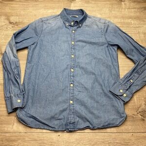 O.N.S Mens Denim Button Down Shirt Small Blue Cotton Long Sleeve Casual